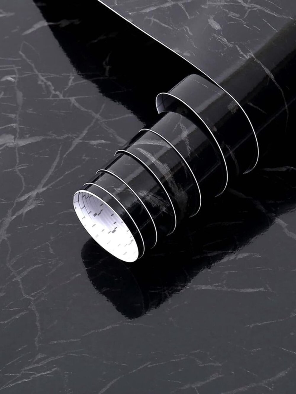 Arthome Black Marble,17"x120" Inches Peel and Stick Wallpaper, Black Marble Cont